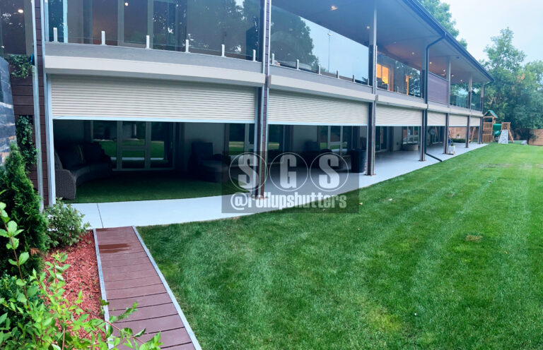 Backyard residential security roller shutters in Toronto installed by Simple GTA Shutters